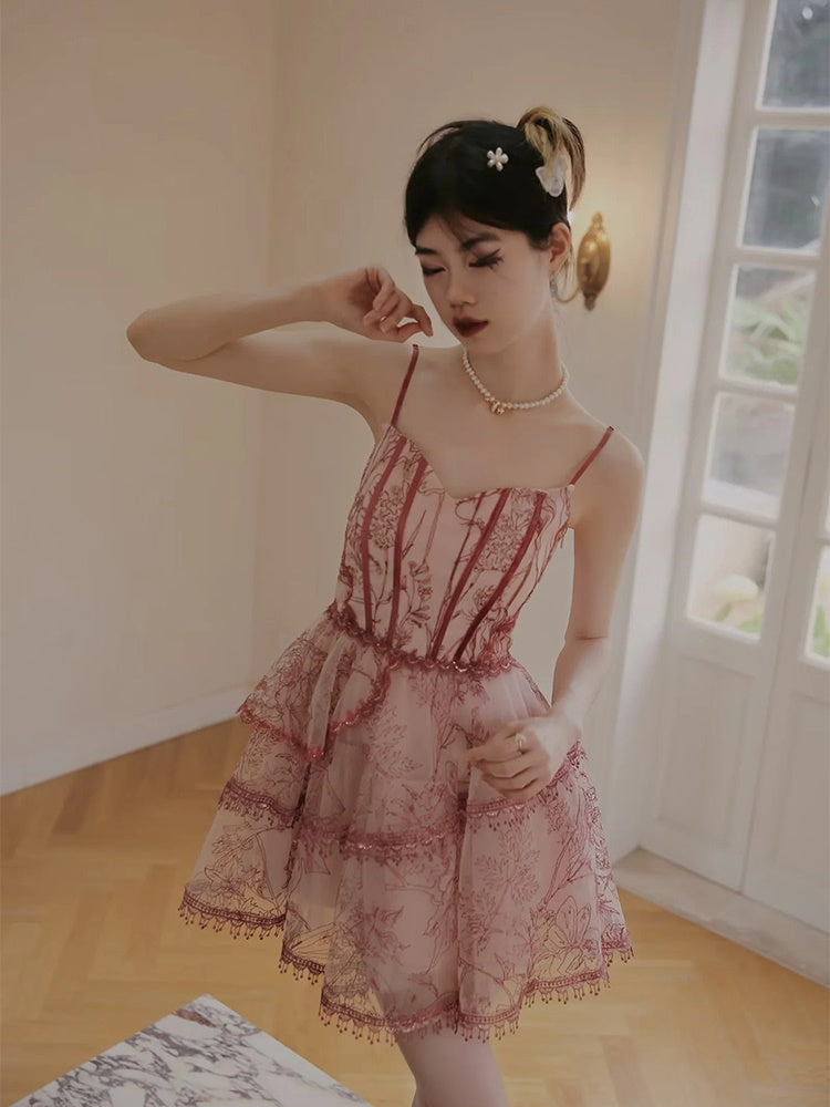 Princess Dress Flower Lace One-piece＆Cardigan