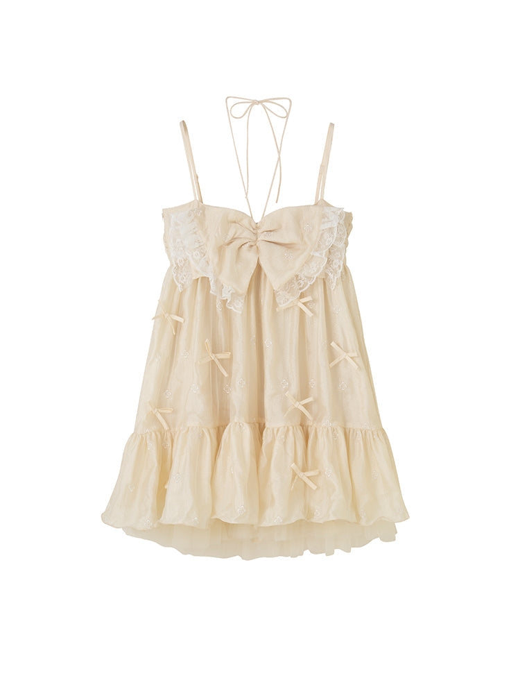 Bow Lace Girl Sling Dress