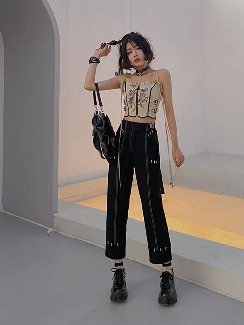 Cropped Straight Casual Pants