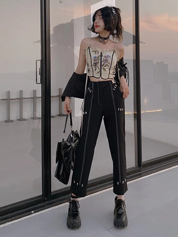 Cropped Straight Casual Pants