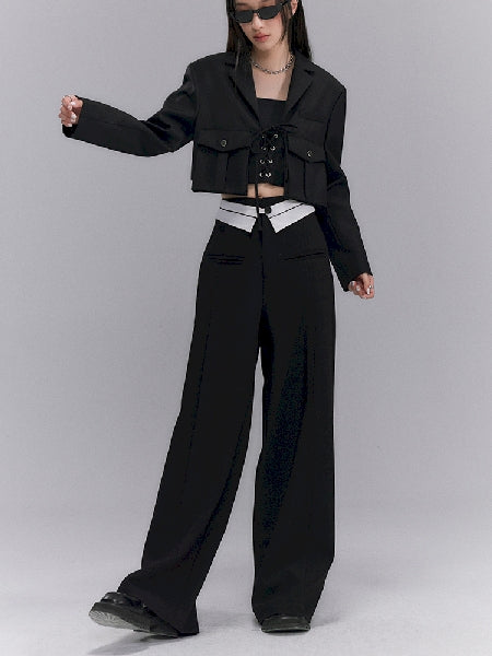 Wide-leg Nichi Contrast Loose Pants