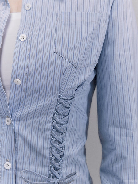 Stripe Lace-up Refreshing Shirt