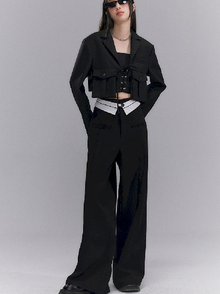 Wide-leg Nichi Contrast Loose Pants