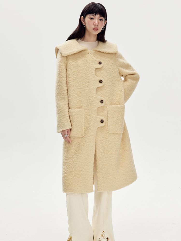 Sailor-collar Wool Wave Nichi Coat