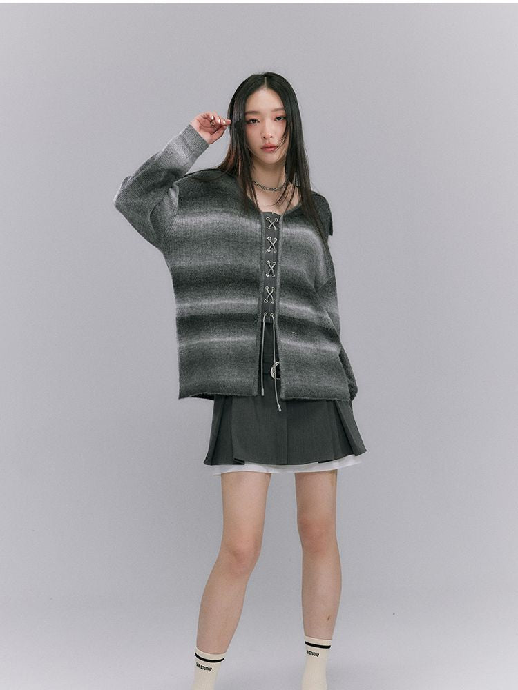 Border Lace-up Loose Knit