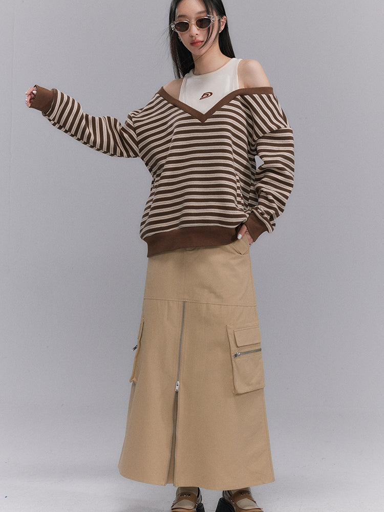 Trench Long Cichi Pocket Zipper Skirt