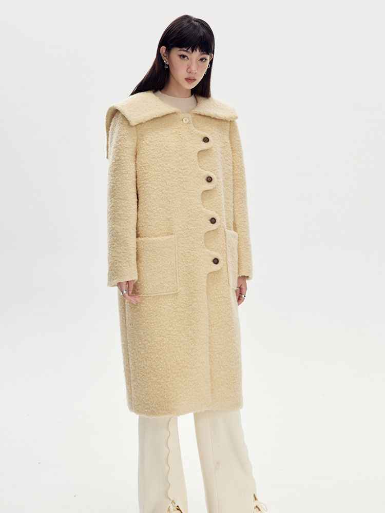 Sailor-collar Wool Wave Nichi Coat