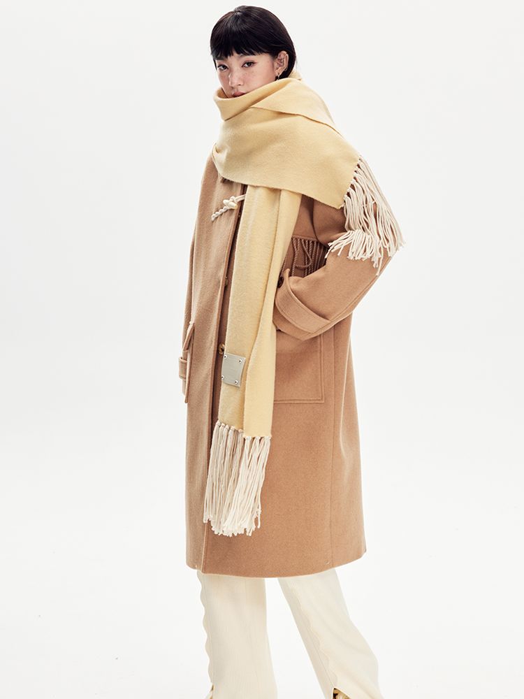 Tassel Checked Plain Long Stenkler-Coat