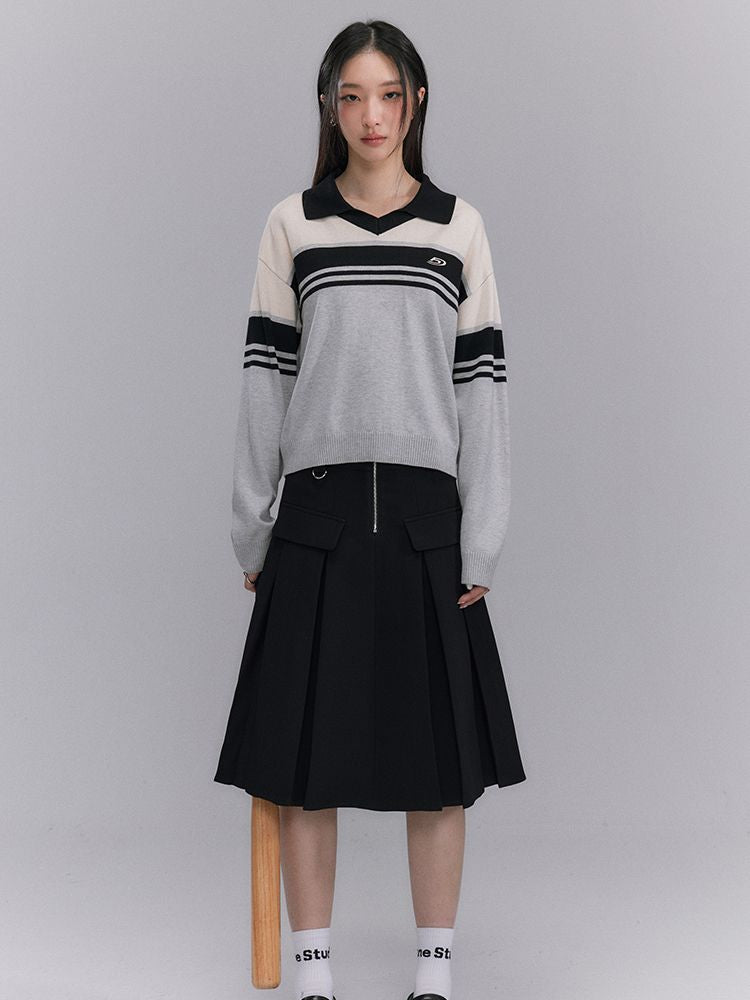 Border Sporty Casual Knit