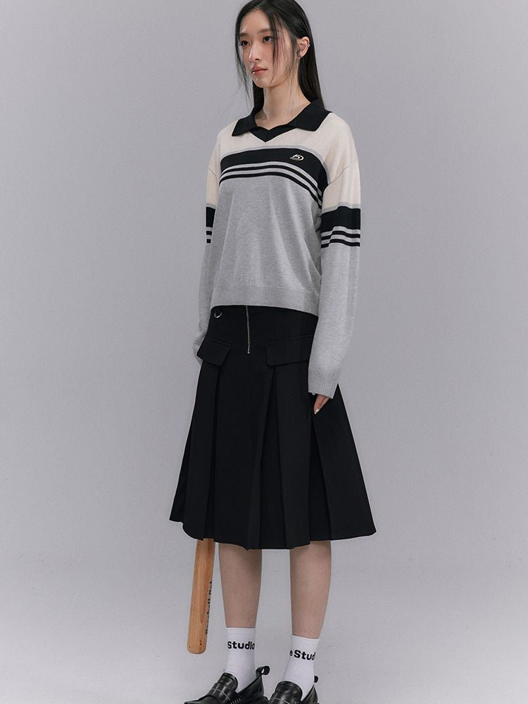 Border Sporty Casual Knit