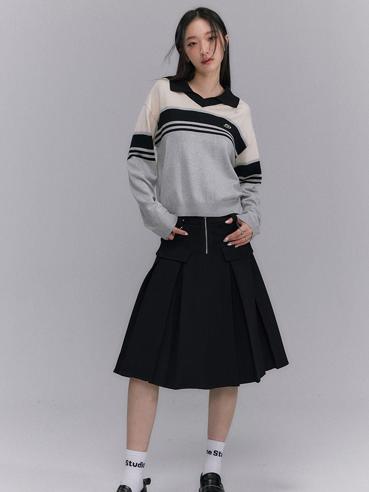 Border Sporty Casual Knit