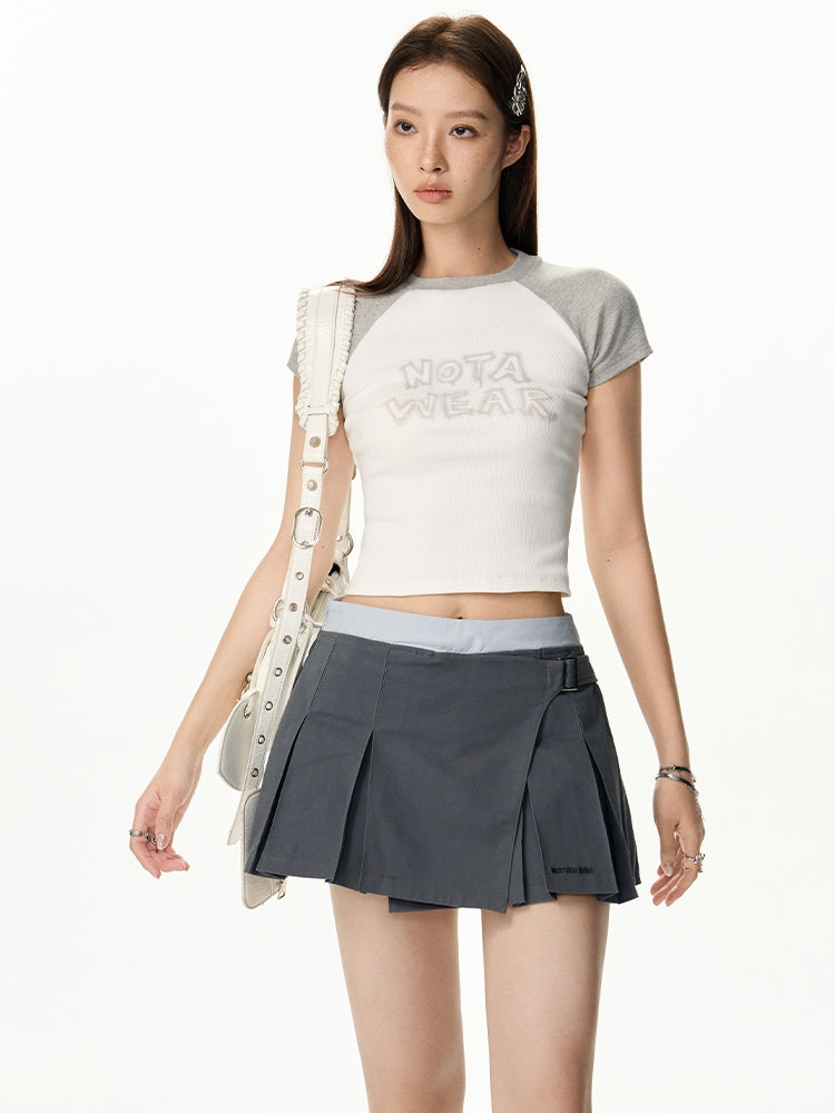 Contrast Casual Cropped Tight T-Shirt