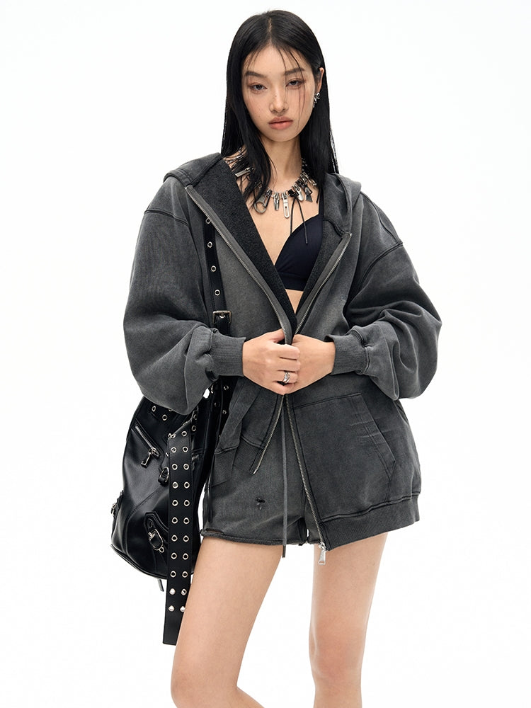 Faded Big-Silhouette Hoodie Oversize Parka