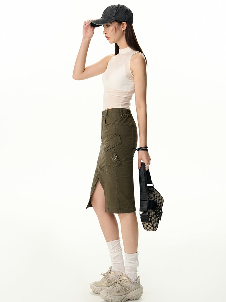 Nichi Summer-Knit Sleeveless Sheer Cutsew