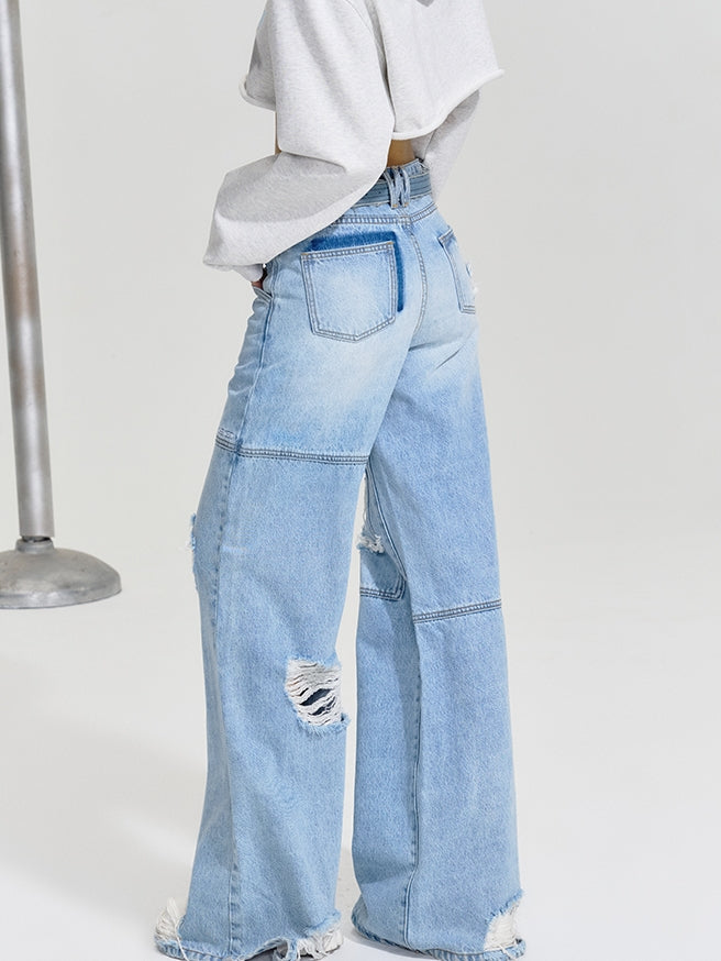 Damage Wide Denim Pants 