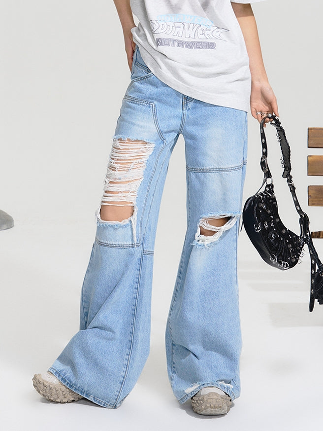 Damage Wide Denim Pants 