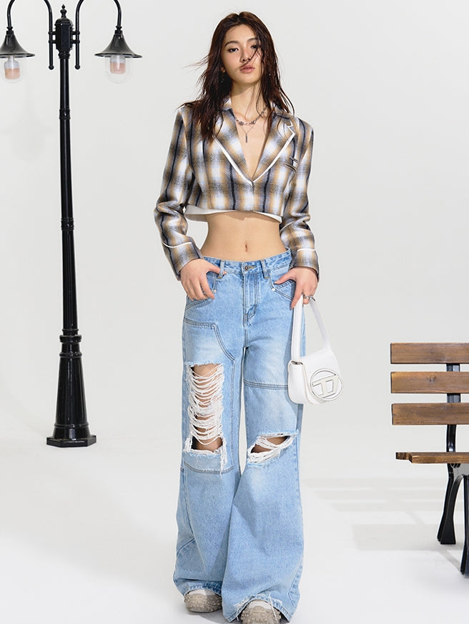 Damage Wide Denim Pants 