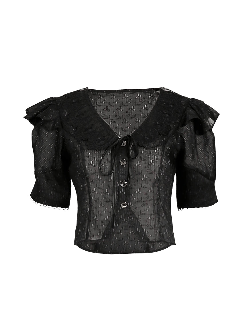 Frill Lace Cute Blouse Fashionable Overall