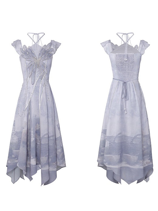 Niche Butterfly Lace Suspender Dress & Sheer Shirt