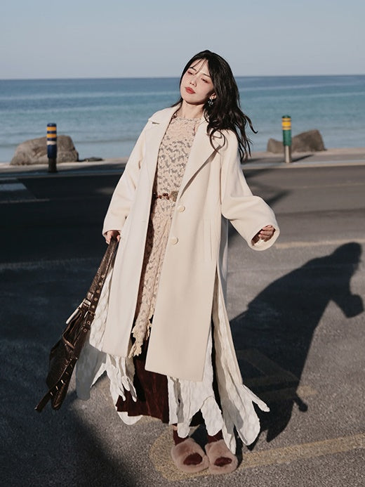 Lace Stitching Fake Layered Coat