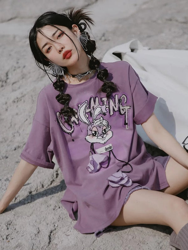 Printed Embroidered Rabbit T-shirt