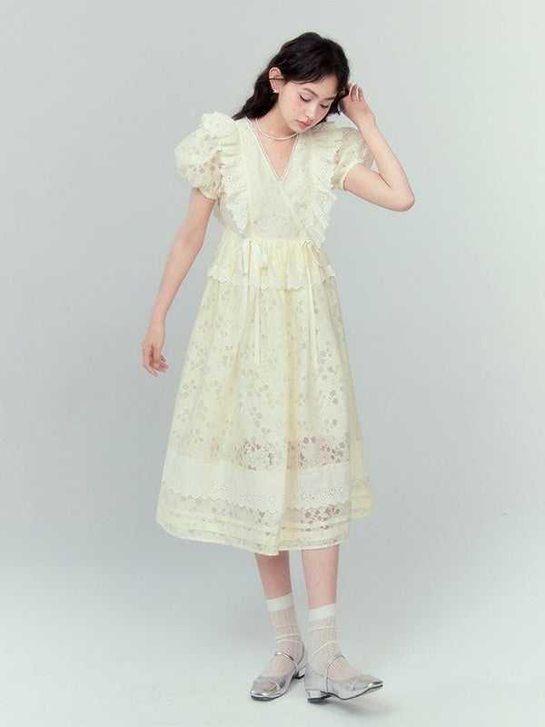 Lace V-Neck French Princess Dress