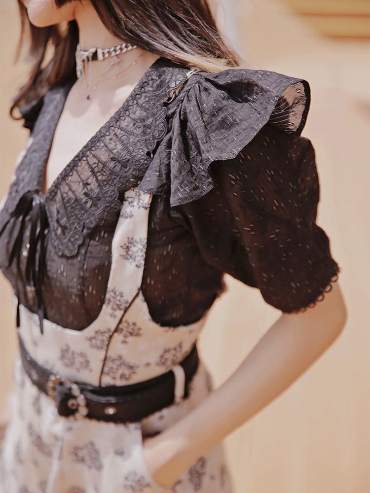 Frill Lace Cute Blouse Fashionable Overall