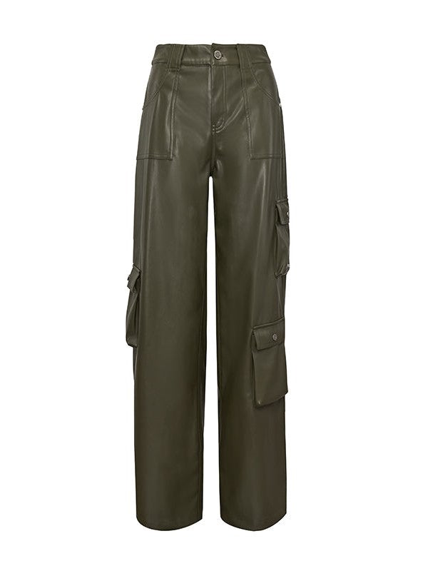 Loose Straight PU Leather Pants