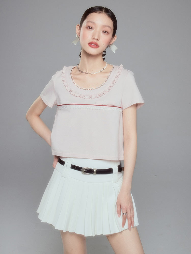 Lace Stitch Short T-Shirt