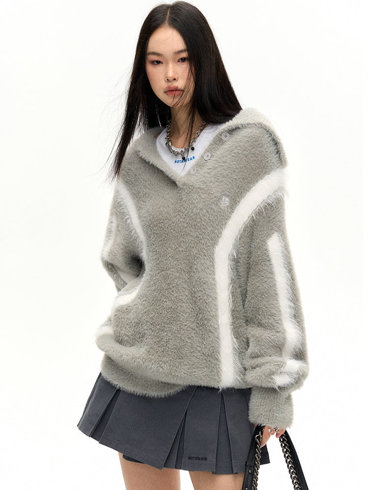 Loose Line Design Lapel Sweater