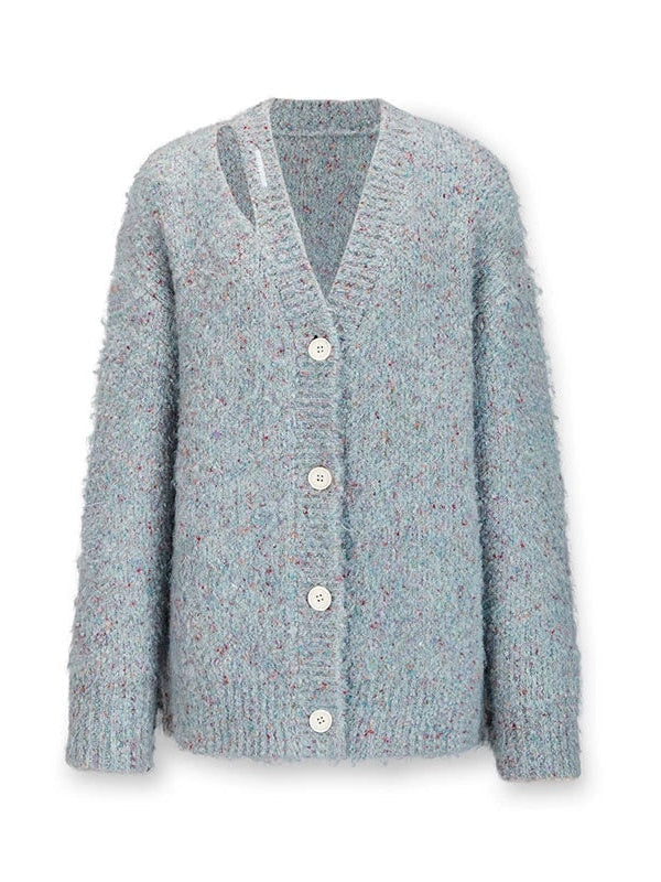 Cut-out V-neck Knitted Cardigan