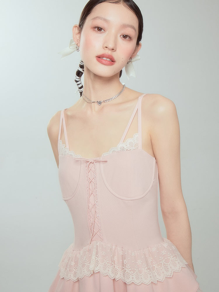 Lace Ballet Suspender Dress ＆ Sleeve Top