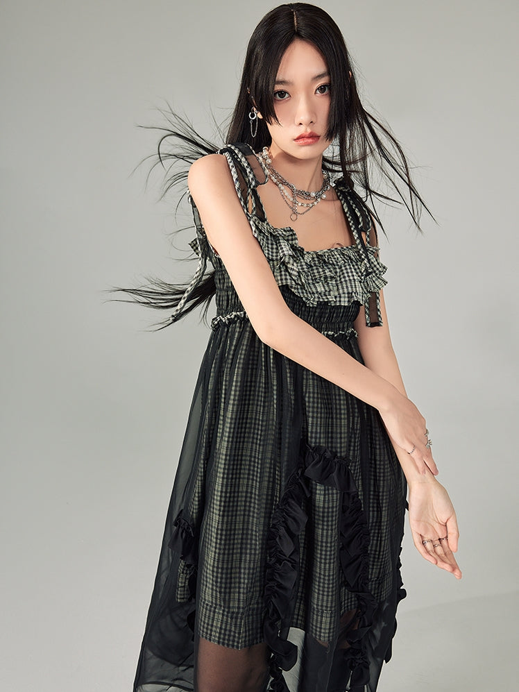 Multi-layer Ruffled Suspender Skirt