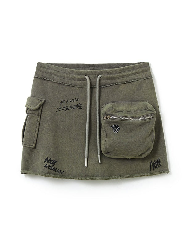 Graffiti Washed Hip Workwear Skirt