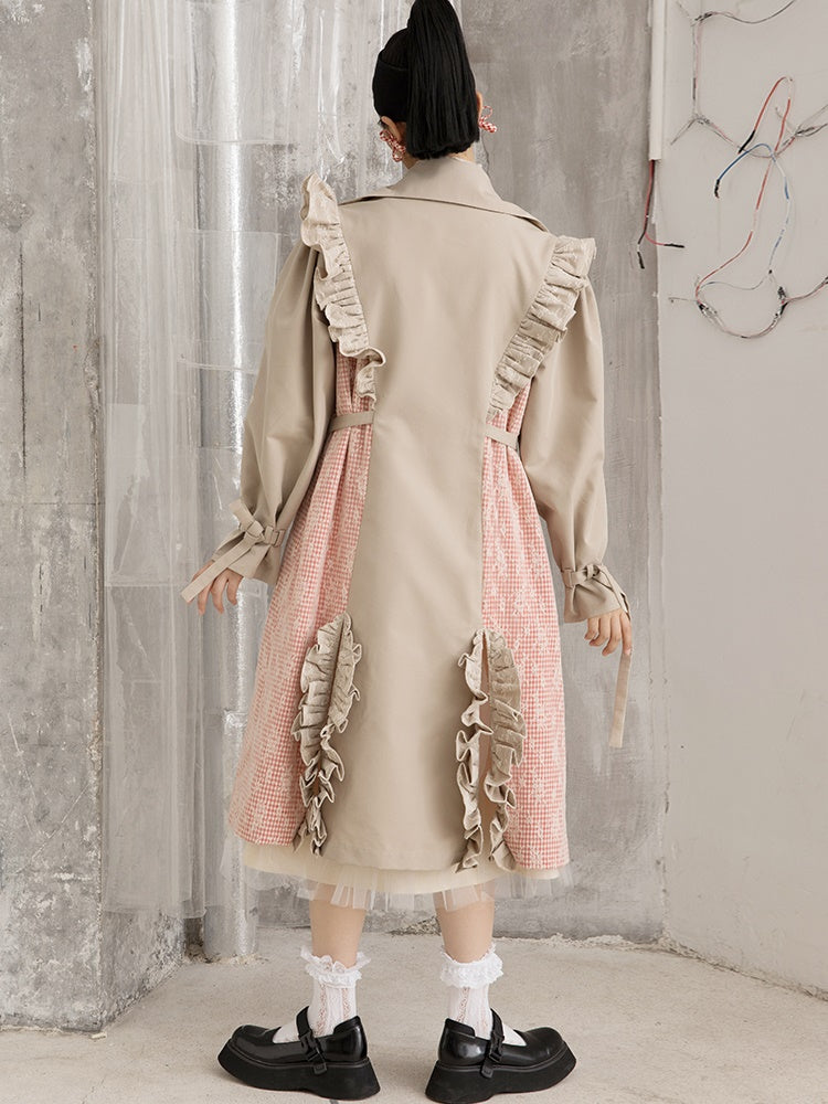 Lace Frill Mid-length Trench Coat