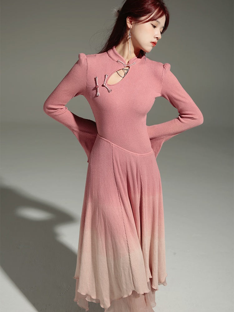 Chinese Style Gradient Knitted Dress