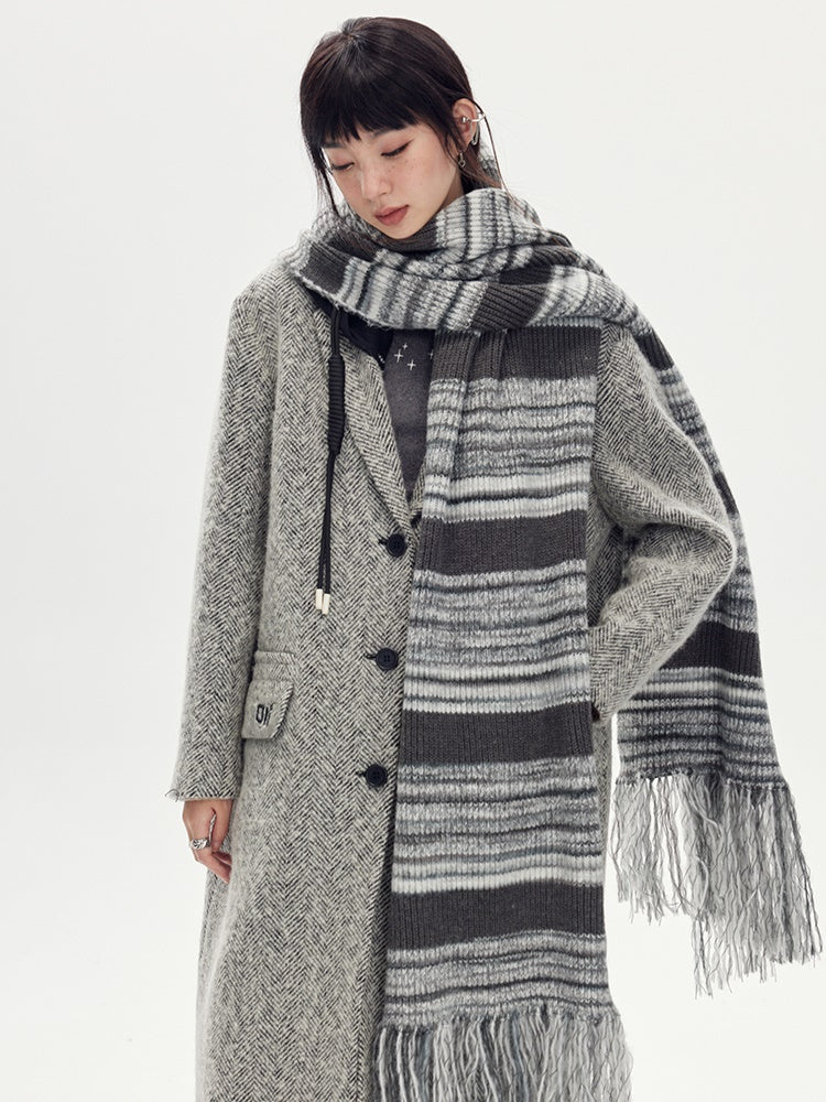 Retro Stripe Knitted Hat & Muffler