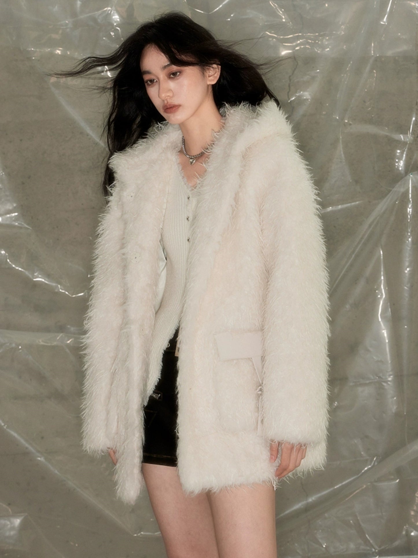 Hooded Eco-friendly Fur Coat