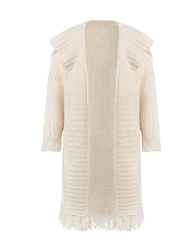 Loose Large Lapel Twist Long Knitted Jacket