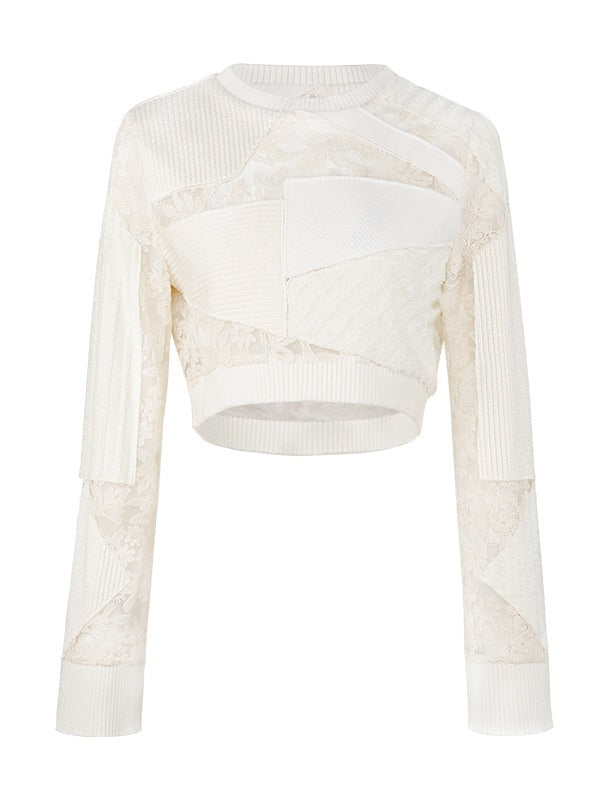 Embroidered Lace Stitch Pullover ＆ Removable Sleeve Corset Top