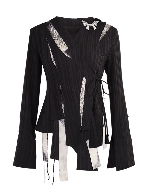 Lace Overlapping Shirt Jacket