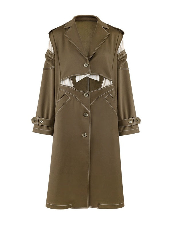 Fake Two-piece Lapel Long Coat