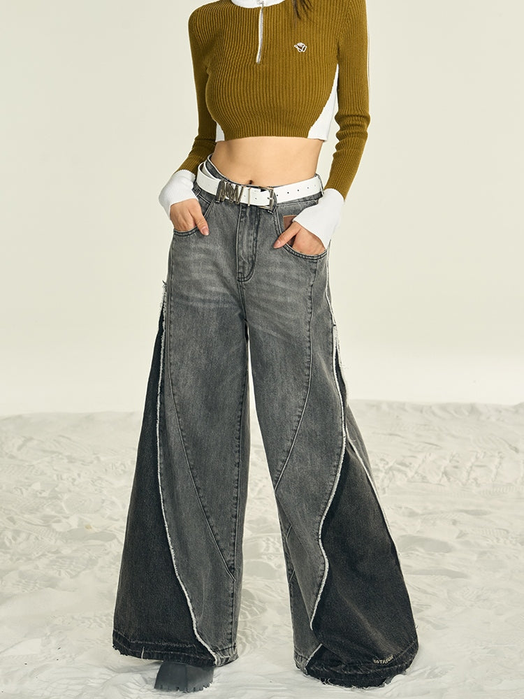 Denim Straight-leg Wide-leg Pants