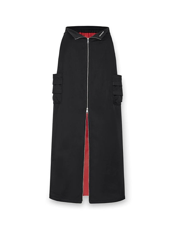 Zippered Slit Work Skirt