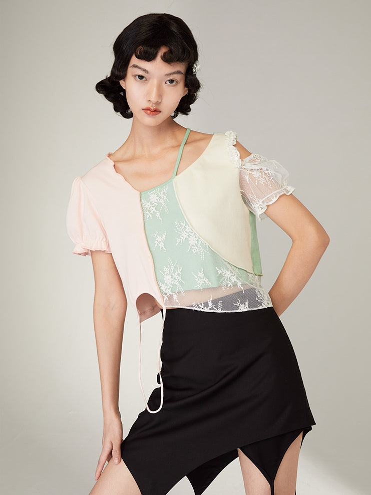 Irregular Hem Short-sleeved T-shirt