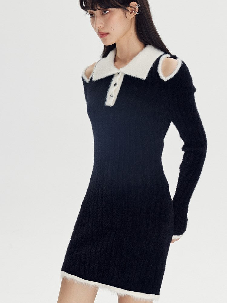 Black High-waist Knitted Dress