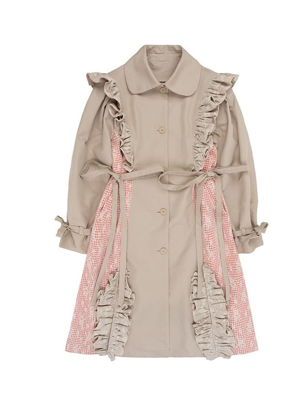 Lace Frill Mid-length Trench Coat