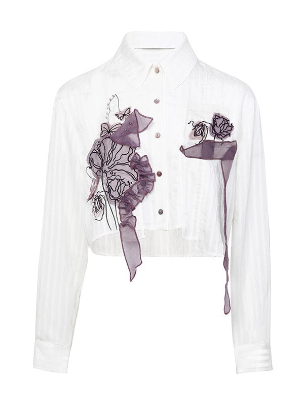 Poppy Heavy Embroidery Beading Shirt