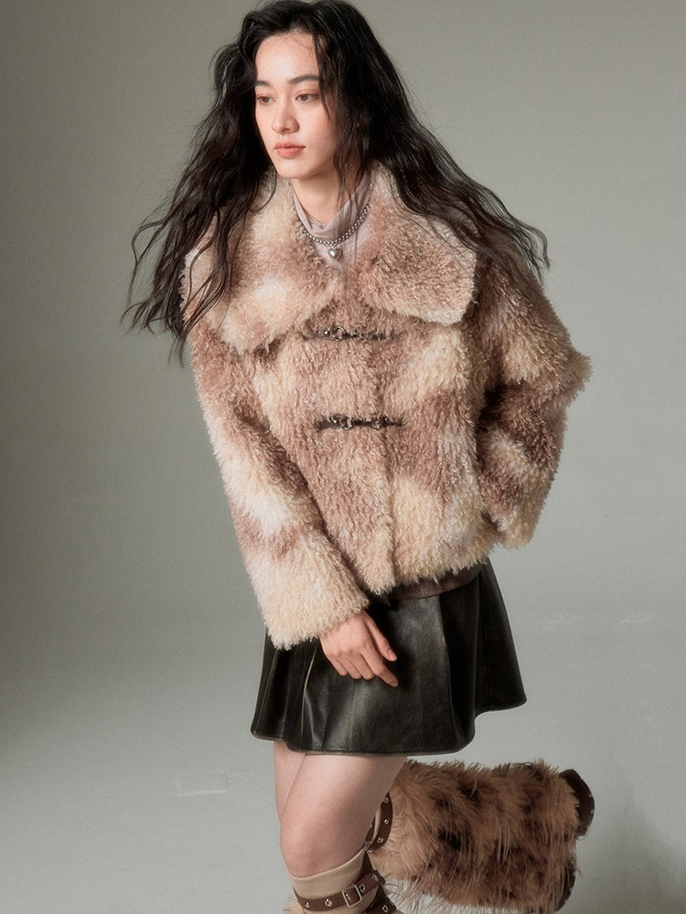 Smudged Color Fur Short Coat