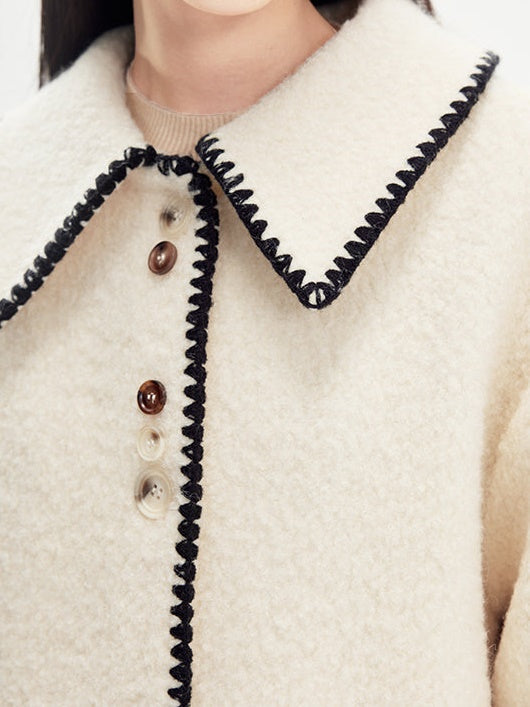 Lapel Embroidery Wool Coat